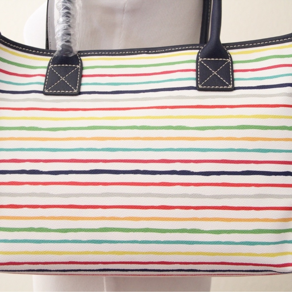 DOONEY AND BOURKE Multi WaterColor Stripes Small Tote with Style # BMSTR2921 - Picture 4 of 7